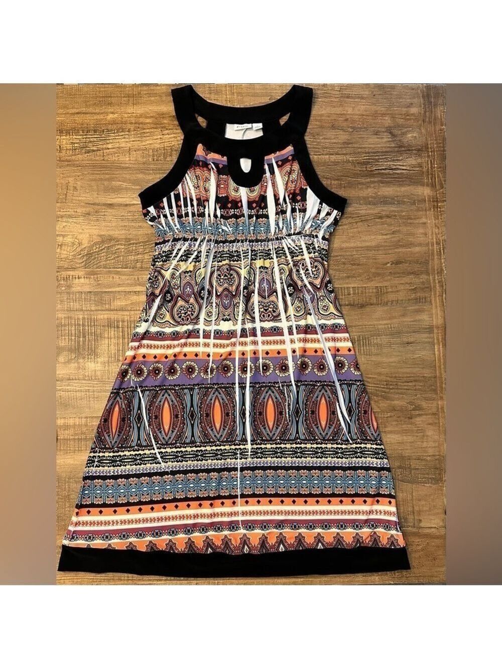 Halter Type Sleeveless Dress Bright Multiple colors Unique print design Size M